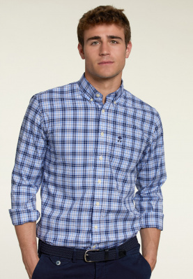 Custom fit checked shirt with chest pocket multi