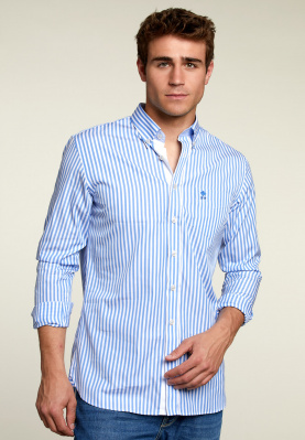 Custom fit striped shirt with chest pocket blue/white