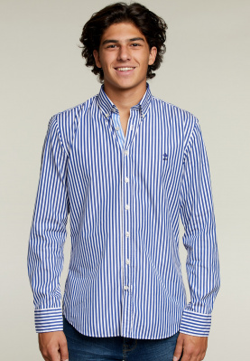 Slim fit Wallstreet shirt in blue and white