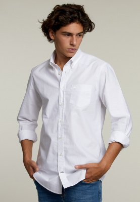 Custom fit shirt with chest pocket white
