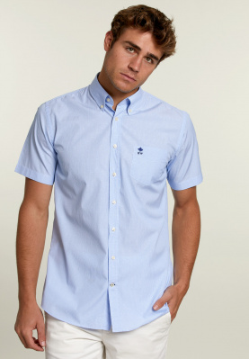 Custom fit striped shirt with pocket blue