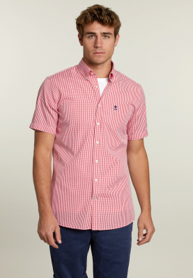 Custom fit checked shirt with pocket red