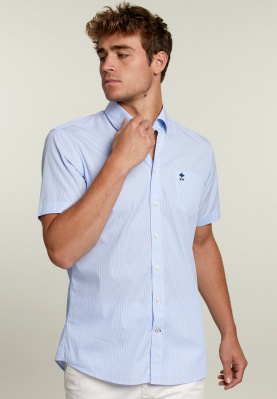 Custom fit striped shirt with pocket blue