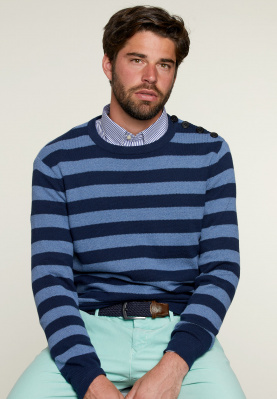 Custom fit striped pima cotton sweater urban mix