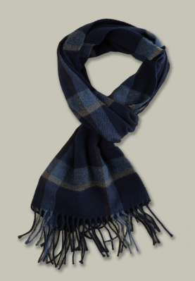 Checked woolen scarf navy