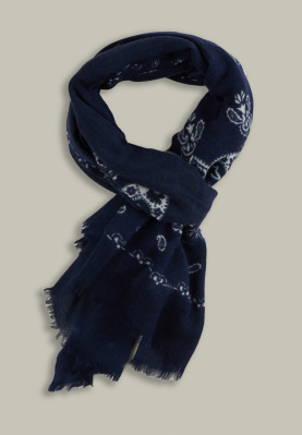 Paisley woolen scarf navy