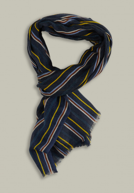 Striped woolen scarf denim