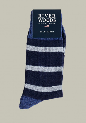 Striped woolen socks navy