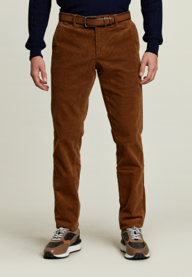 Tight fit basic corduroy pants brown