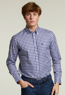 Custom fit checked shirt white/blue