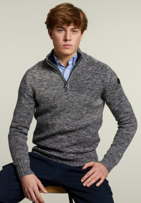 Slim fit wool-cachmere sweater navy mix