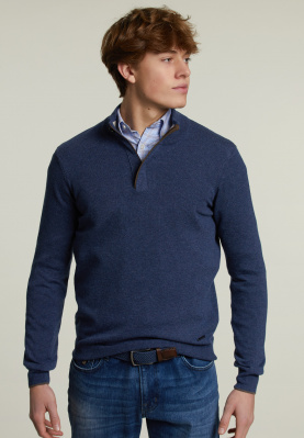 Custom fit wool-cashmere sweater dark denim mix