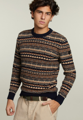 Custom fit woolen fantasy sweater navy