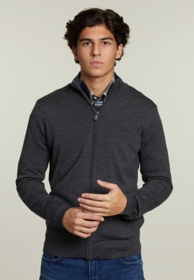 Custom fit merino sweater dark graphite mix