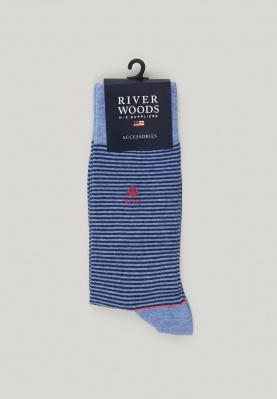 Cotton striped socks chambray mix/indigo