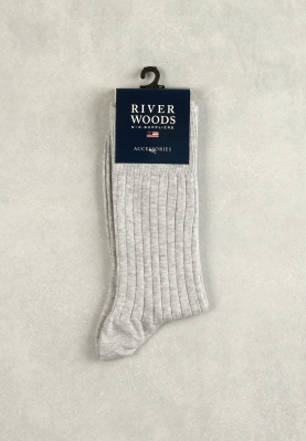 Ribbed cotton socks lt grey mix