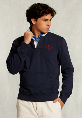 Rugby sweater applied pocket navy