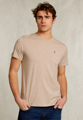 Custom fit pima cotton T-shirt pocket lt desert mix