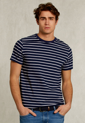 Custom fit striped T-shirt oxford blue