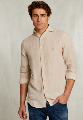 Custom fit linen shirt desert