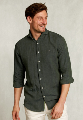 Custom fit linen shirt savanna