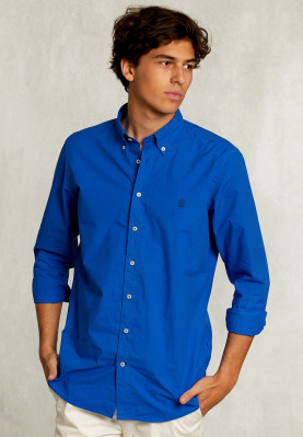 Custom fit poplin shirt caribbean blue