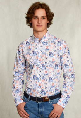 Custom fit floral shirt multi
