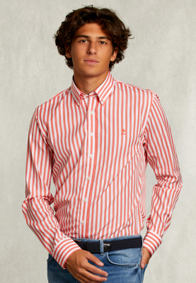 Slim fit striped shirt pink/white