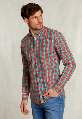 Slim fit checked shirt green/red