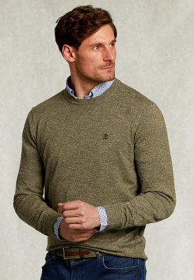 Custom fit cotton-linen sweater savanna