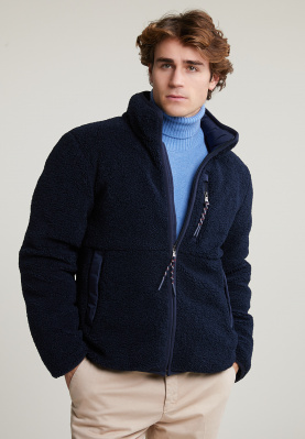 Polar fleece jacket chest pocket navy