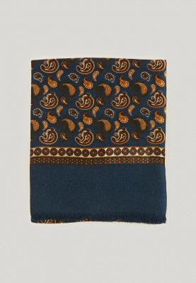 Brown/blue woolen paisley scarf