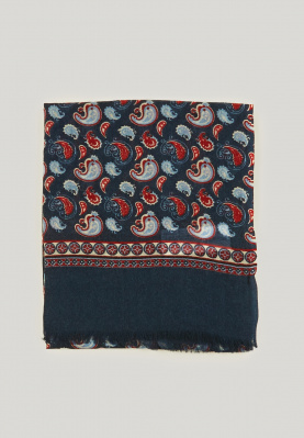 Brown/red woolen paisley scarf for men