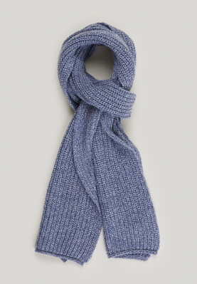 Wool-cashmere scarf dk crown blue mix for men