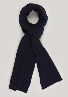 Ribbed cotton scarf dark navy for men