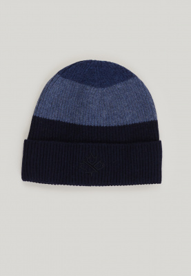 Striped wool-cashmere hat navy/dk crown blue mix for men