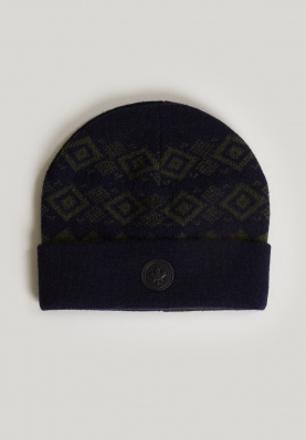 Fantasy knitted woolen hat navy/table mountain for men