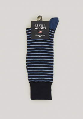 Long striped socks admiral/dk chambray mix