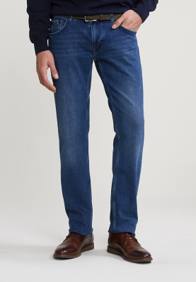 Regular fit basic stretch jeans 5-zakken light stone