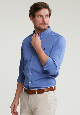 Custom fit uni cotton shirt colorado blue