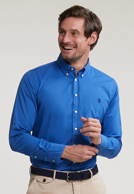 Custom fit uni cotton shirt crown blue