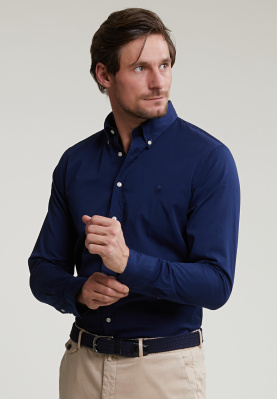 Custom fit uni cotton shirt oriental blue