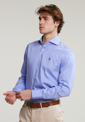 Chemise ajustée carreaux bleue/blanche