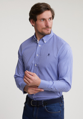 Custom fit checked shirt blue/white