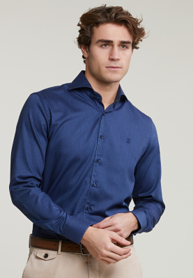 Custom fit uni stretch shirt blue