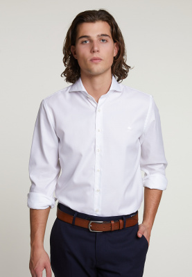 Regular fit uni cotton shirt white