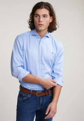 Regular fit cotton shirt blue