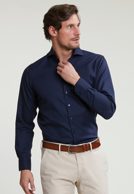 Regular fit uni cotton shirt blue