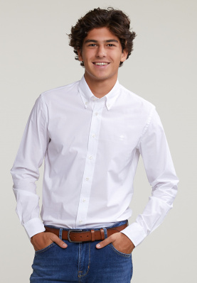 Slim fit uni cotton shirt white