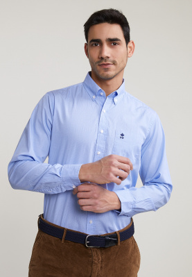 Chemise regular fit carreaux à poche bleue/blanche